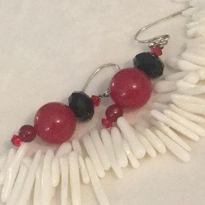 🆕Jade,Swarovski crystals and Onyx beads earrings.